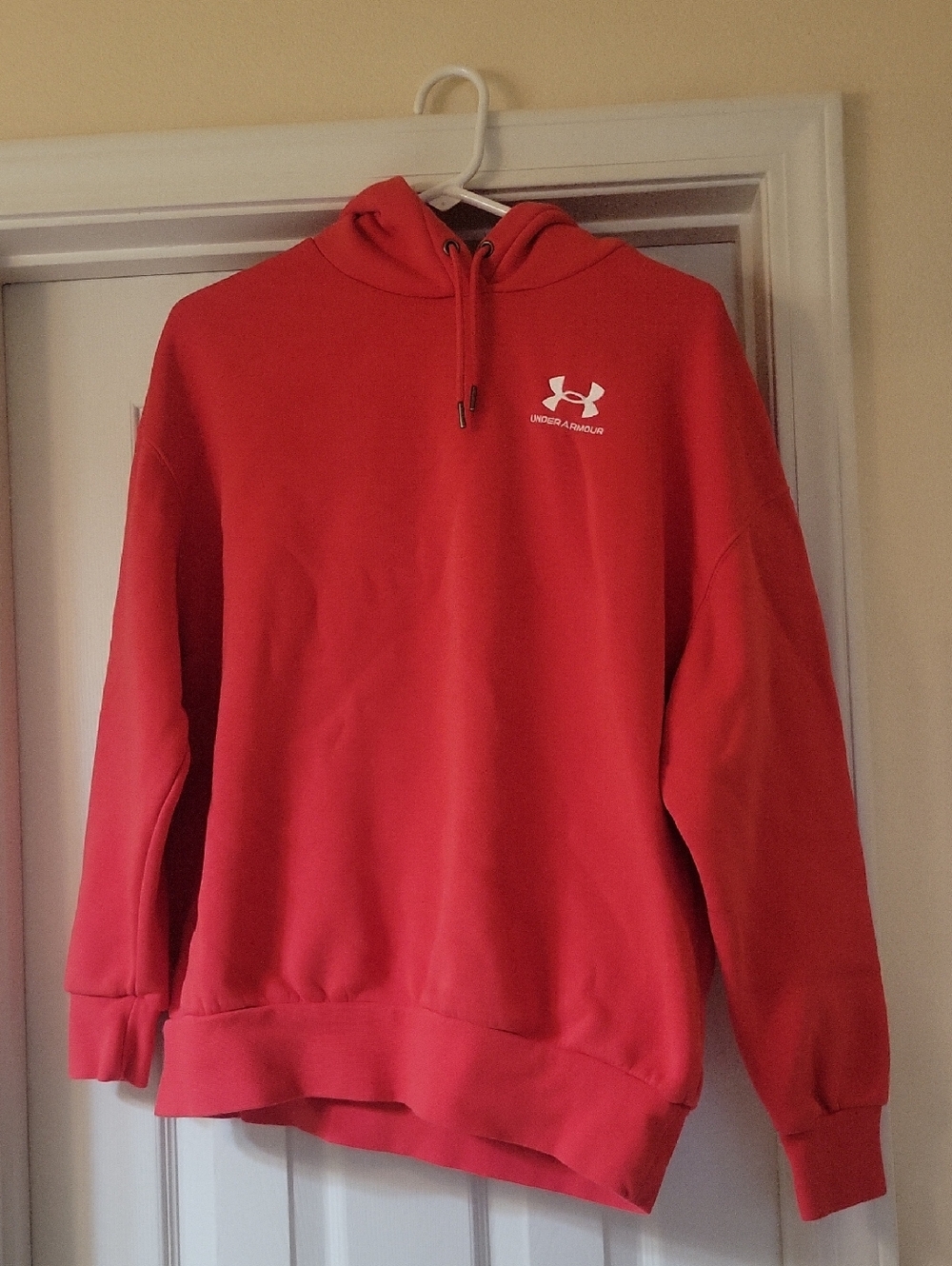 Under Armour Womens Red Hooded Sweatshirt with Chest Logo